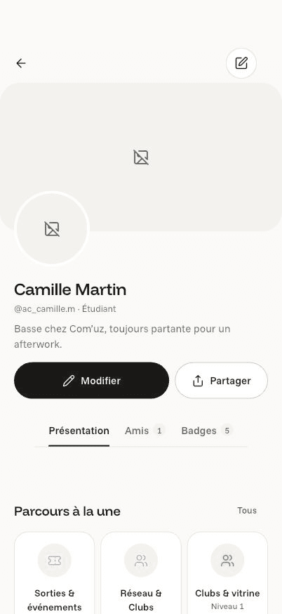 Écran « Ton profil » de l’application Komi sur iPhone
