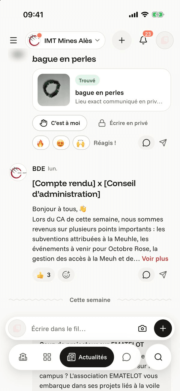 Écran « Répondre à une annonce » de l’application Komi sur iPhone
