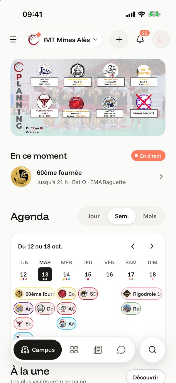 Écran « Tu y es » de l’application Komi sur iPhone