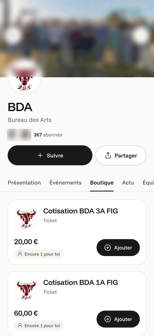 Écran « La boutique d’une page » de l’application Komi sur iPhone