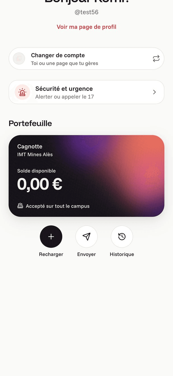 Écran « Ton portefeuille » de l’application Komi sur iPhone