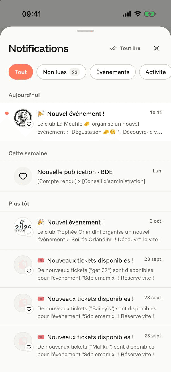 Écran « Tes notifications » de l’application Komi sur iPhone
